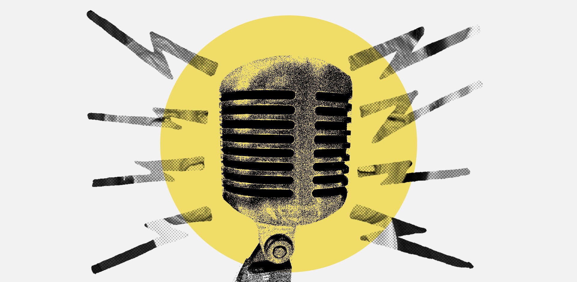 A radio microphone emitting radio waves in Trump's likeness