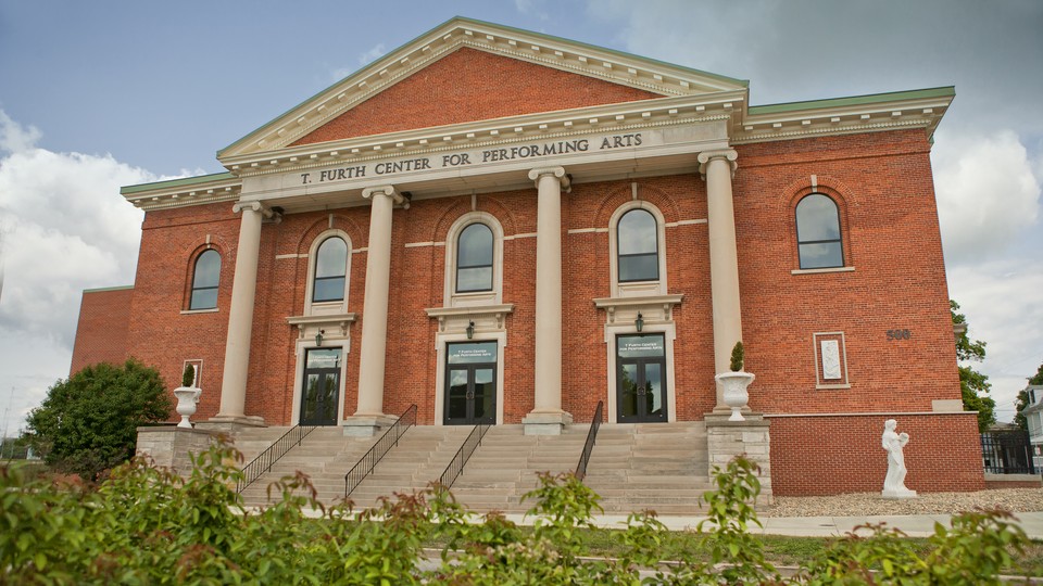 The former Angola Christian Church, which has become the Furth Center for Performing Arts at Trine University