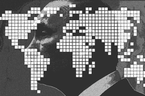 Illustration of Putin and a map of the world.