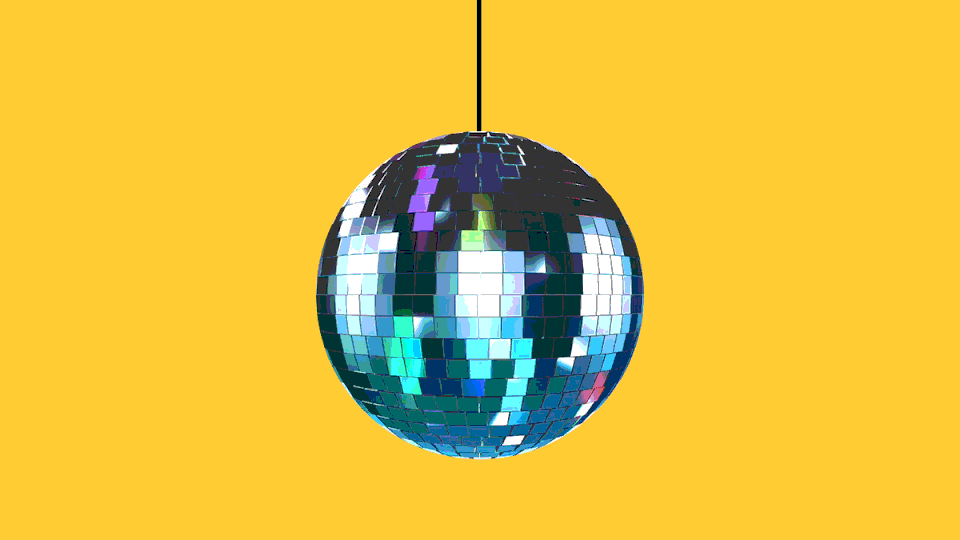 A spinning disco ball
