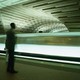 A train moves through a metro station in Washington, DC.