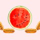 Watermelon and hot dogs in the shape of a person shrugging