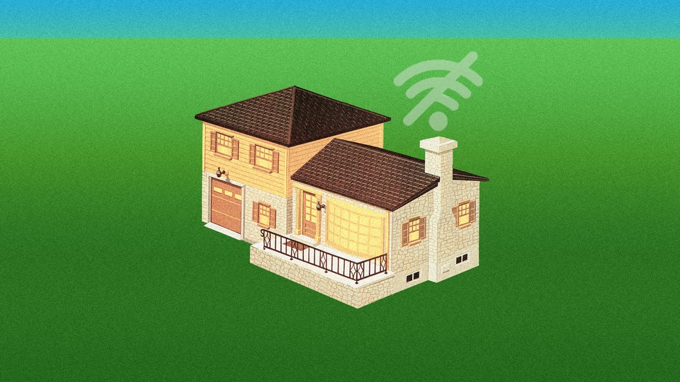 An illustration of a house that has a "no wifi" symbol above the chimney