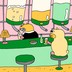 Three hamsters sitting at a bar