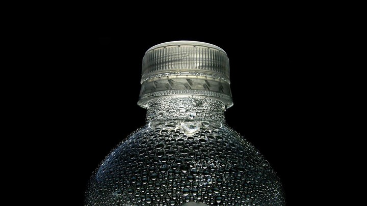 A plastic bottle of water