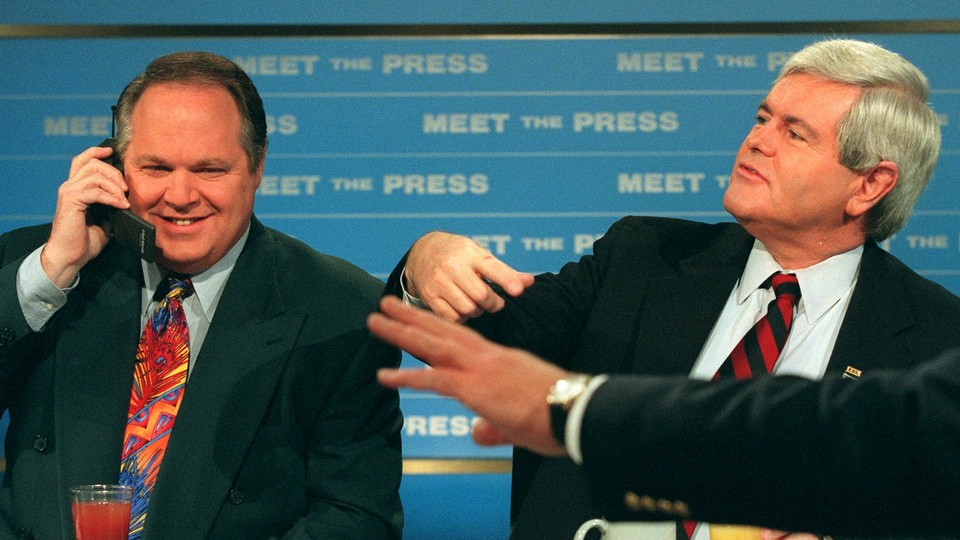 Rush Limbaugh and Newt Gingrich at a "Meet the Press" taping.