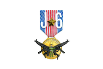 a "J6" gold medal featuring a toy soldier and toy guns