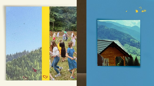 Collage of photos from Strokatienoty, a summer camp in Ukraine