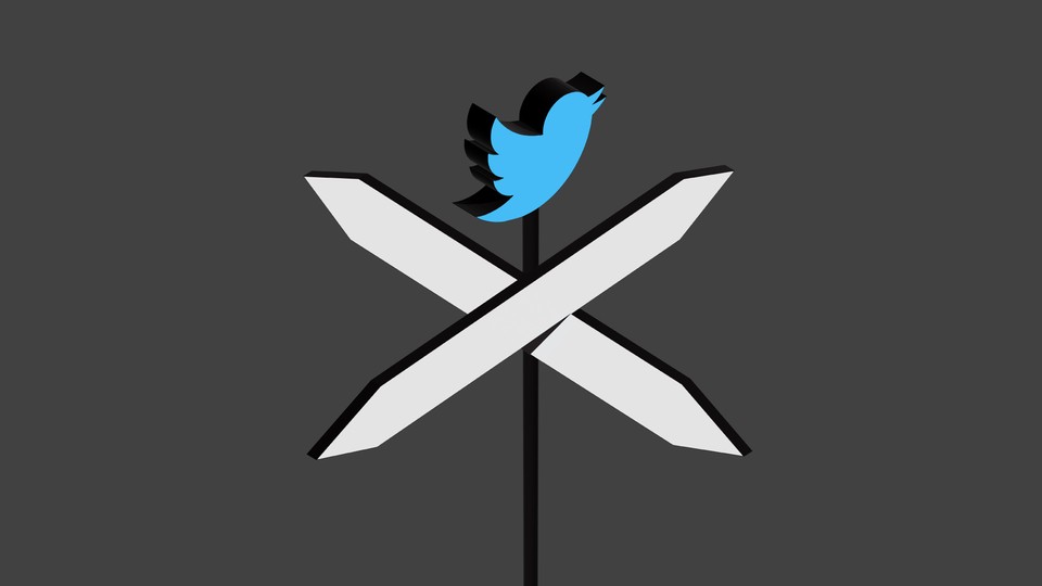 Twitter's bird logo atop an X