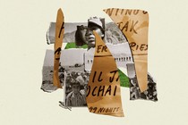 collage of fragments of book cover and photos of children