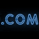 A sign that says ".com" blinking on and off