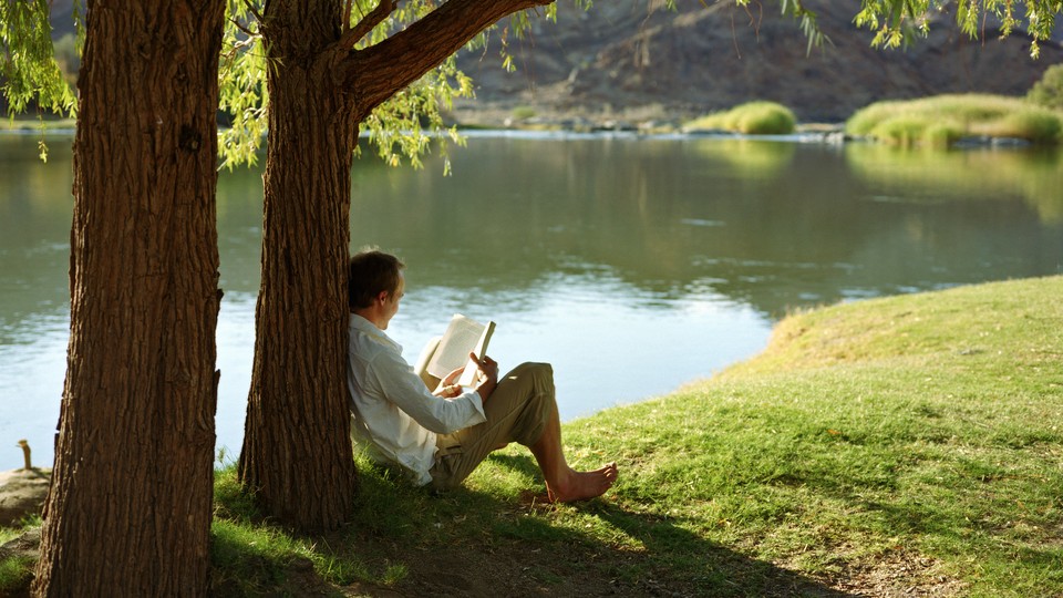 reading by the lake
