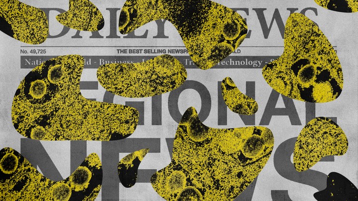 A newspaper covered in yellow splotches