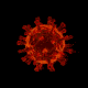 An animation of a coronavirus particle changing color