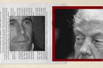 Collage showing pictures of Trump and Epstein