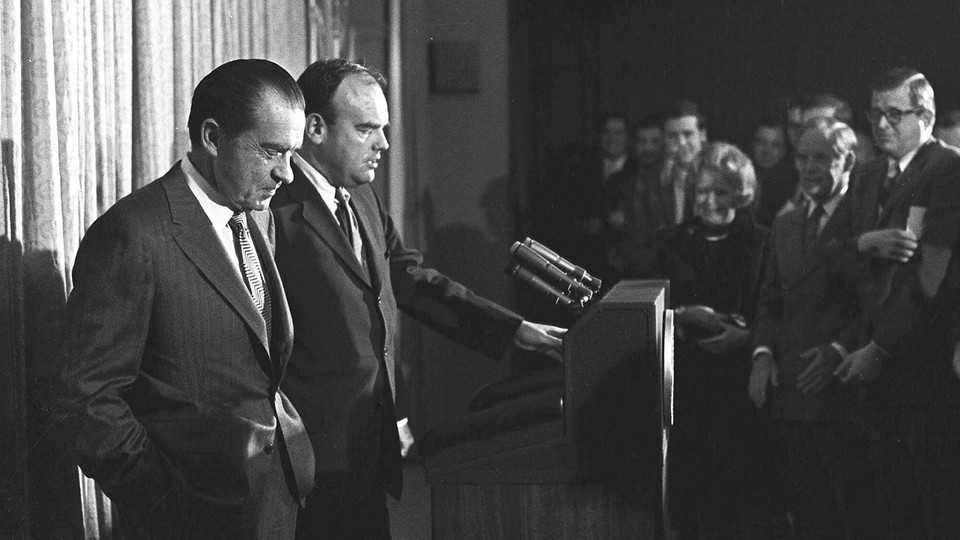 Former President Richard Nixon and former domestic-affairs adviser John D. Ehrlichman