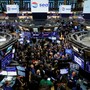 Traders gathering on the floor of the New York Stock Exchange
