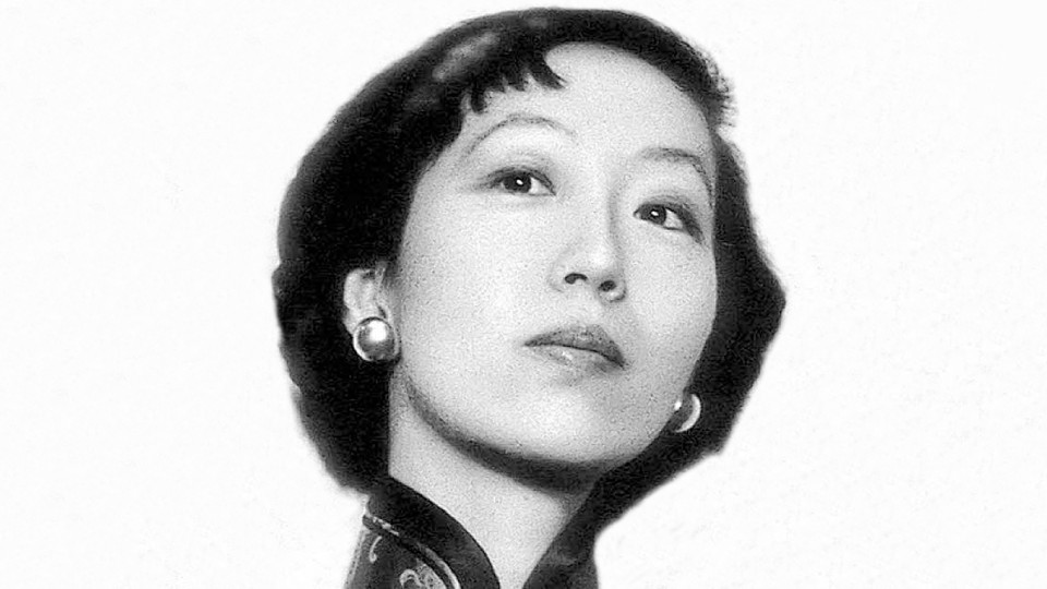A black-and-white photograph of Eileen Chang