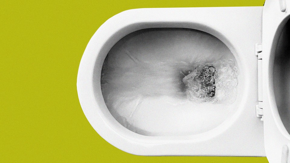 A toilet being flushed