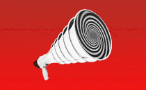 Illustration of a megaphone with a spiral inside.