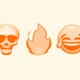 A skull emoji, fire emoji, and laughing emoji