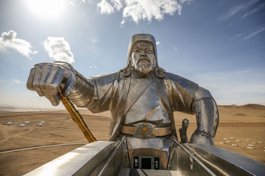A huge steel statue of Genghis Khan