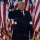 A photo of Donald Trump saluting a crowd of Stop the Steal supporters