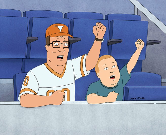 Hank Hill and his son Bobby in King of the Hill.