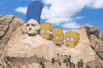 Characters from The Simpsons as heads on Mt. Rushmore