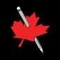 An illustration of a maple leaf with a pencil stuck through the middle