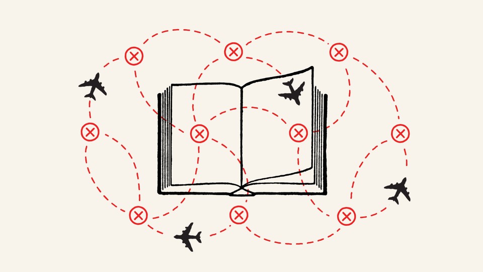 An original illustration of planes cris-crossing an open book.