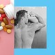 An illustration of a shirtless man flexing his bicep next to a bottle of pills.