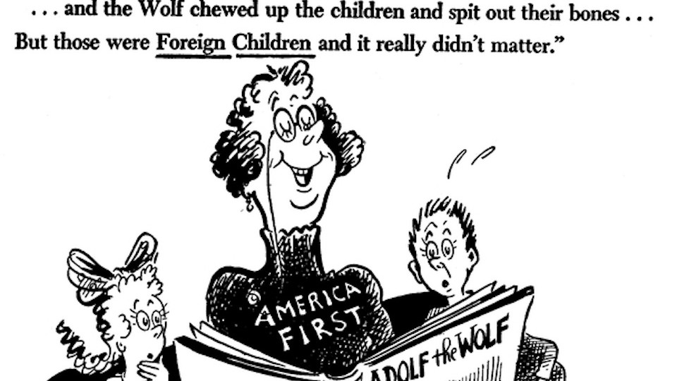 A political cartoon drawn by Dr. Seuss