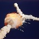 The space shuttle Challenger explodes after liftoff in 1986.