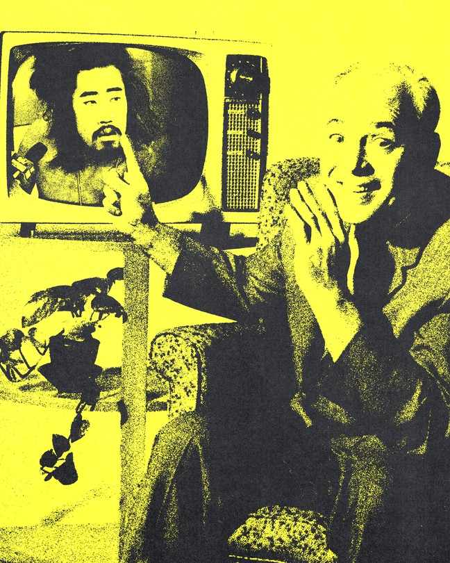 Collage of Allen Funt and Tomoaki Hamatsu on a yellow backdrop