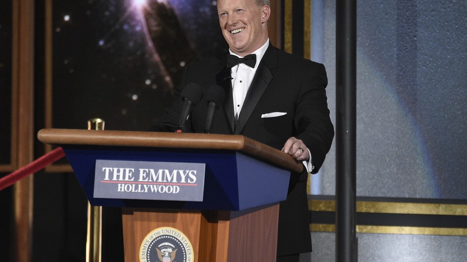 Sean Spicer onstage during the 2017 Emmys