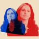 Photo-illustration in red and blue of Tulsi Gabbard and the top of the U.S. Capitol Building.