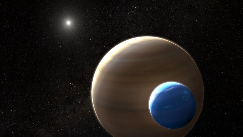 An artist’s impression of an exomoon around Kepler-1625b, a planet in another solar system