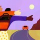An illustration of three people sticking out their thumbs to hitchhike