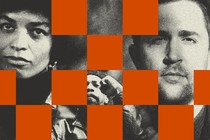 Illustration showing Angela Davis and Chris Rufo