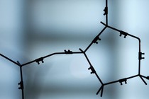 A close-up of a model of DNA 