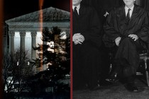 An image of the Supreme Court justices next to an image of the Supreme Court building.