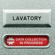 Illustration of an airplane lavatory door that says "data collection in progress"