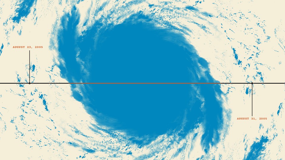 An aerial view of Hurricane Katrina