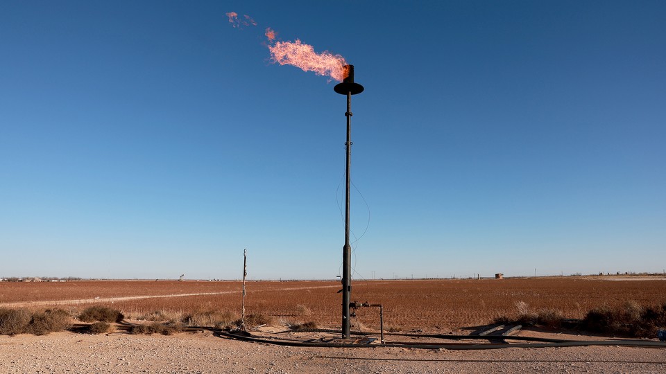 A flare from a fracking well