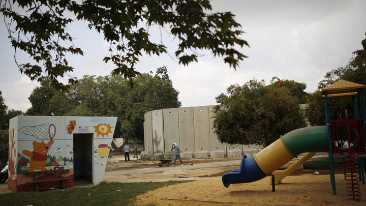 A colorful slide and playground without children