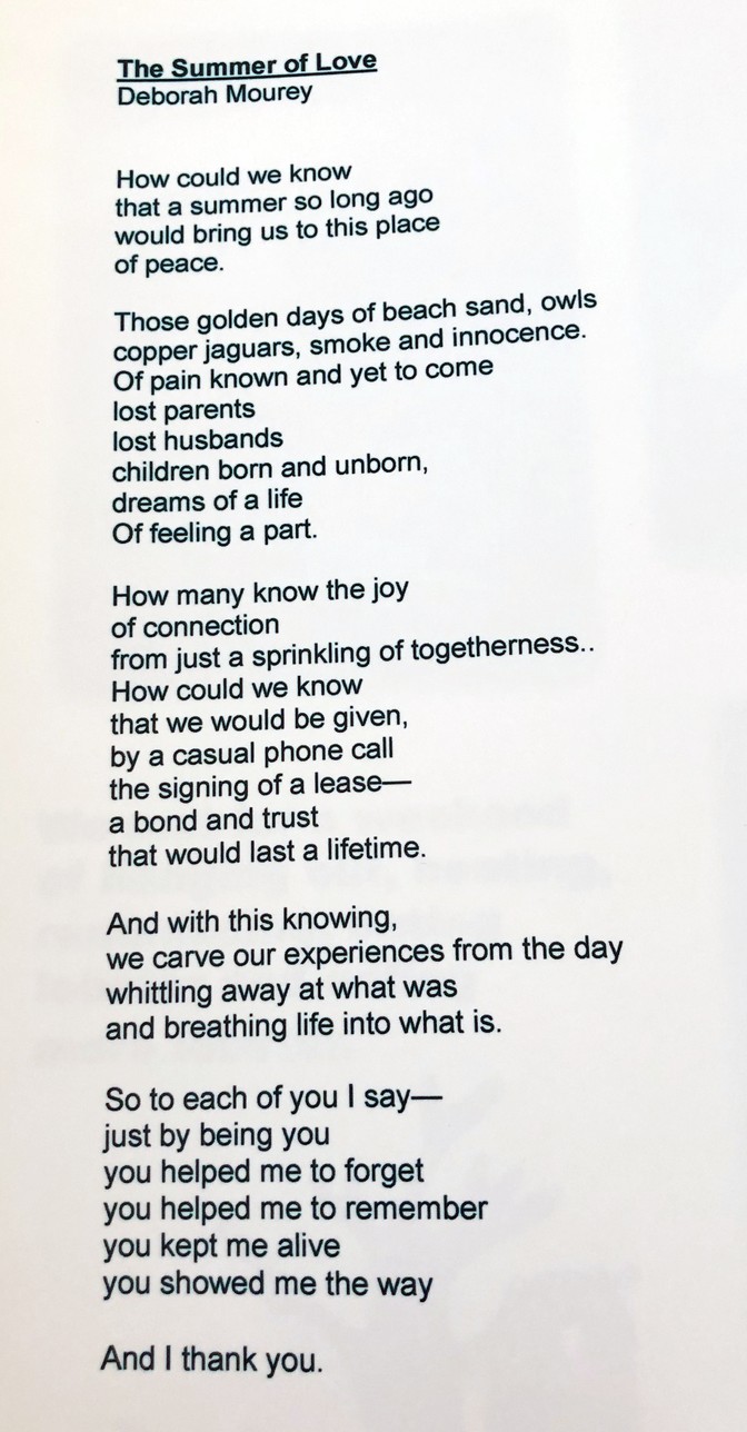 The original text of a poem written by Debbie.