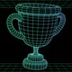 A green-screen-style illustration of a matrix-ified trophy