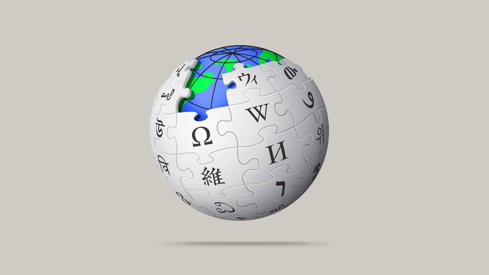 The Wikipedia logo stitched together with the globe.