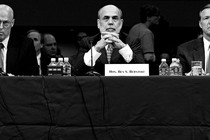 Henry Paulson, Ben Bernanke, and Christopher Cox sit before the Senate banking committee in September 2008